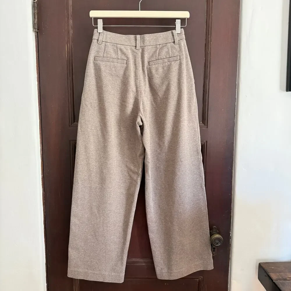 uniqlo x comptoir des cotonniers Barrel Leg Thick Fleece Gray Pants Extra Small